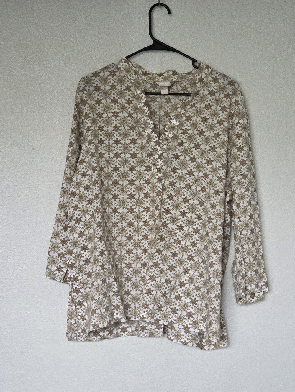 White Stag Cream Tunic with Tan Floral Pattern